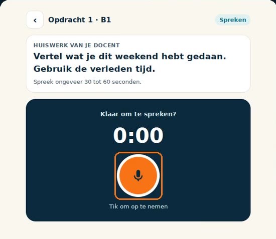 Opnamescherm op de telefoon met de vraag in beeld